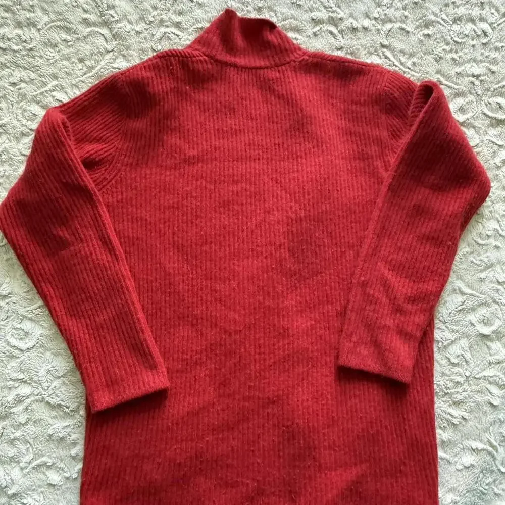 Red‎ vintage lambswool cardigan with a preppy touch cardigan - Picture 7 of 8